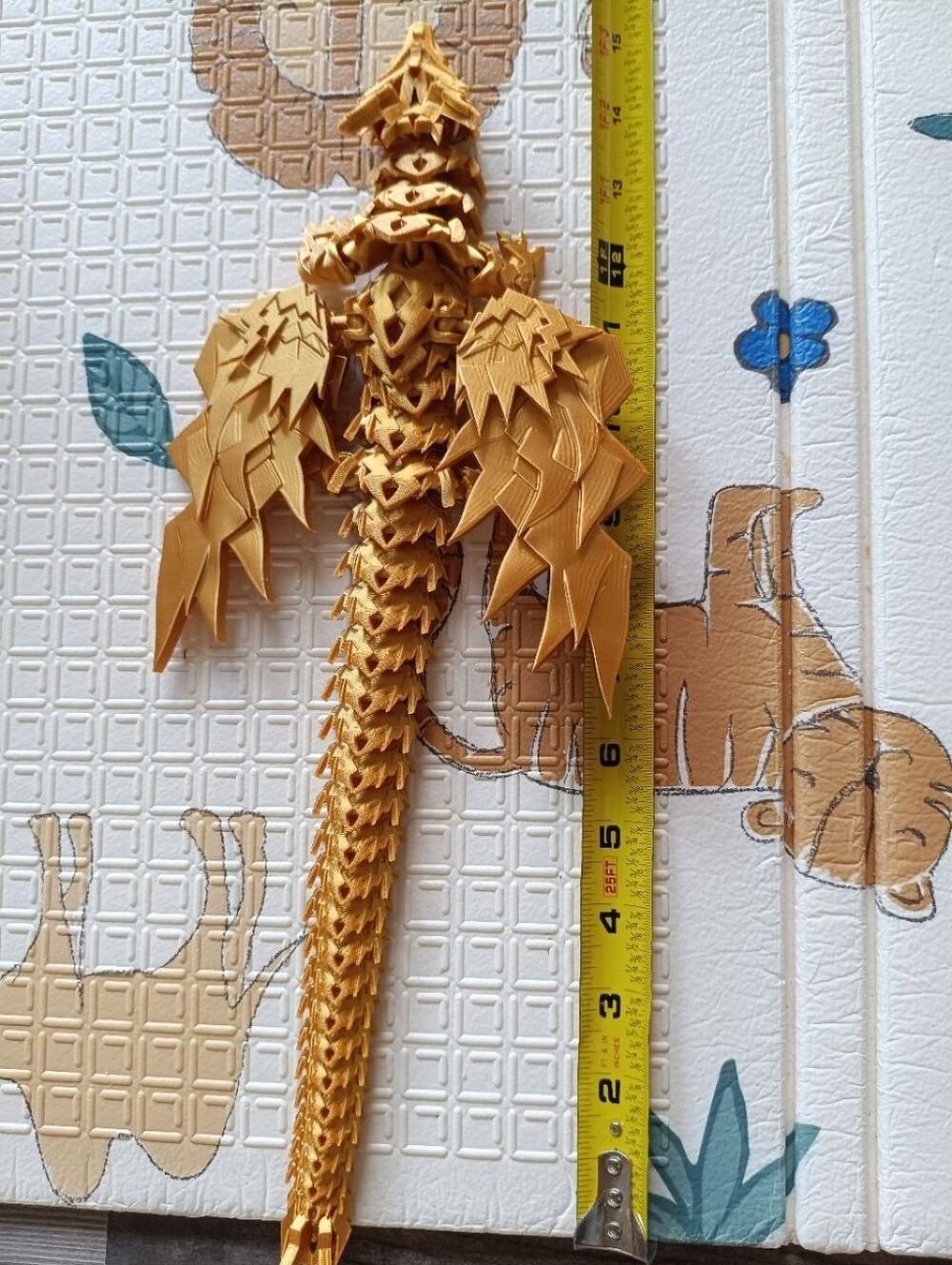 3d Printed Reptile Dragon Toy - Purple and Gold 15 In - Picture 5 of 6